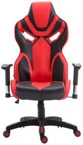 Scaun gaming Genator V8, piele ecologica, Negru/Rosu,