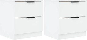 vidaXL Noptiere, 2 buc., alb, lemn prelucrat