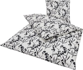 Lenjerie de pat din bumbac Renforcé BERRIES alb-negru Dimensiune lenjerie de pat: 80 x 80 cm | 135 x 200 cm