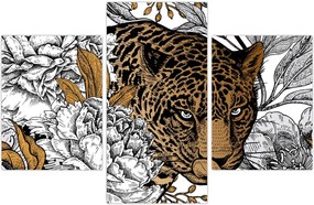 Tablou - Leopard între flori (90x60 cm)