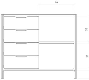 Comodă în culoare naturală joasă din lemn de stejar 95x80 cm Twig – The Beds
