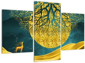 Tablou - Abstract, peisaj auriu (90x60 cm)