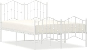 vidaXL Cadru pat metalic cu tăblie de cap/picioare , alb, 120x200 cm