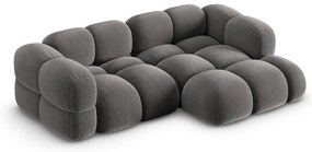 Colțar gri cu tapițerie din catifea (cu colț pe partea dreaptă/cu șezlong) Loretto – Cosmopolitan Design