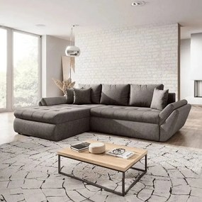 Colțar extensibil dumonde cu ladă de depozitare si sezut confortabil din spuma high-density, Loana Enjoy Kaki II 270x185 cm