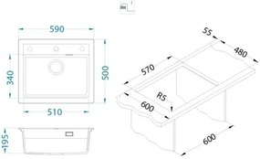 Chiuvetă de bucătărie ALVEUS 1131994 ATROX 59x50 cm bej