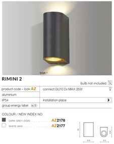 Aplica de perete exterior ambientala IP54 RIMINI 2 gri inchis