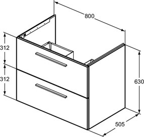 Dulap baza suspendat Ideal Standard i.life B bej nisipiu mat 2 sertare 80 cm