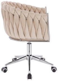 HR750K Scaun Crem din Catifea cu Bază Cromata