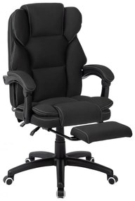 RESIGILAT- Scaun directorial, Masaj si Incalzire in 7 puncte, spatar rabatabil, suport pentru picioare, material textil premium, Negru