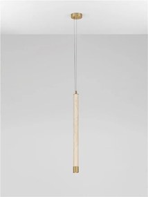 Lustra, Pendul tubular din travertin Muse metal auriu