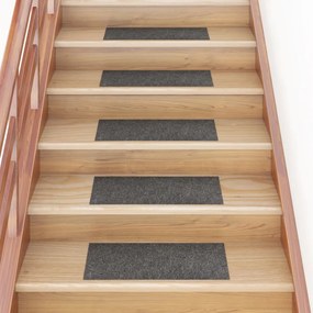 Covorașe de scări autoadezive, 15 buc., maro gri, 60x25 cm
