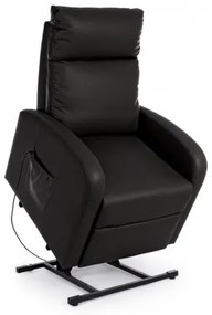 Fotoliu recliner electric negru din piele ecologica si lemn, Alzapersona Bizzotto