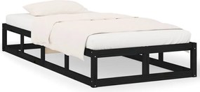 vidaXL Cadru de pat mic single, negru, 75x190 cm, lemn masiv