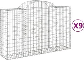 vidaXL Coșuri gabion arcuite 9 buc, 200x50x120/140 cm, fier galvanizat