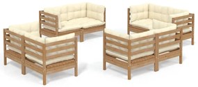 3096061 vidaXL Set mobilier de grădină cu perne, 8 piese, crem, lemn de pin