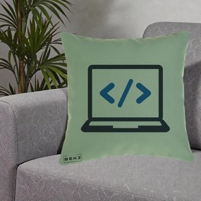 Perna Personalizata Laptop Cod HTML, 40x40 cm, Verde, Husa Detasabila, Perna Inclusa, BEKZ®