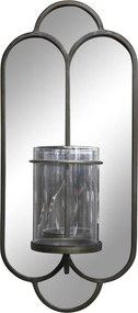 Oglinda de perete din metal, cu suport pentru lumanari, H43cm, Caldely