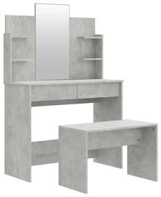 Set masuta de toaleta, gri beton, 96x40x142 cm