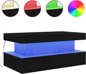 vidaXL Masuta de cafea cu lumini LED Stejar negru 90x50x40 cm