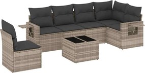 vidaXL Set canapele de grădină cu perne, 7piese gri deschis poliratan