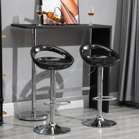 Set 2 scaune de bar, Rotire 360 °, Structura din metal, plastic ABS, negru 46x41x76-96cm HOMCOM | Aosom Romania