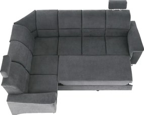 Colţar extensibil, material textil gri, model stânga, SANTIAGO