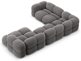 Colțar gri cu tapițerie din catifea (cu colț pe partea stângă/în formă de "U") Loretto – Cosmopolitan Design