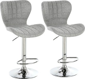 HOMCOM Set 2 Scaune de Bar Rotative cu Înălțime Reglabilă, Tetieră pentru Picioare și Spătar, 47x51,5x111,5 cm, Gri | Aosom Romania