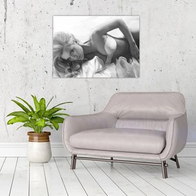 Tablou pe sticlă - Boudoir alb-negru (70x50 cm)