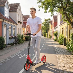HOMCOM Trotinet Pliabil pentru Adulți și Copii +14 Ani cu Ghidon Reglabil 91,5x36,5x91-104 cm Roșu | Aosom Romania