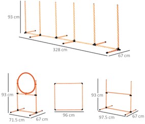 PawHut Set de Antrenament pentru Câini Nivel Începători, Echipament Dresaj din ABS/PE/PVC, Portocaliu, Ușor de Asamblat | Aosom Romania