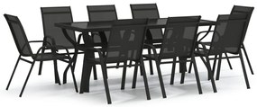Set mobilier de gradina, 9 piese, negru