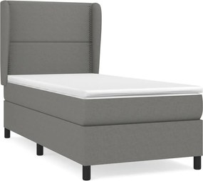 vidaXL Pat box spring cu saltea, gri închis, 90x190 cm, textil