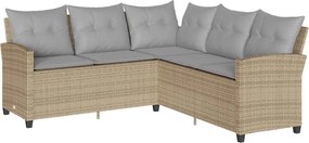 vidaXL Canapea în formă de L cu perne din polirattan bej