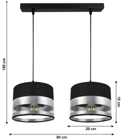 Lustră pe cablu MILO 2xE27/60W/230V argintie/neagră