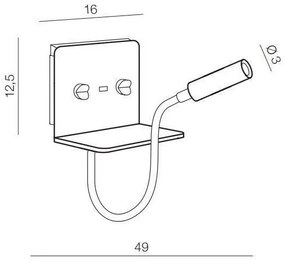 Lampă LED de perete cu raft VERA 1xLED/5W/230V + 1xLED/6W Azzardo AZ4417