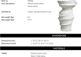 Ghiveci de flori LUX, Fibra de sticla, Alb, Horta