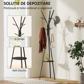 HOMCOM Cuier Vertical Modern de Podea pentru Hol, 45x45x180cm, Negru | Aosom Romania