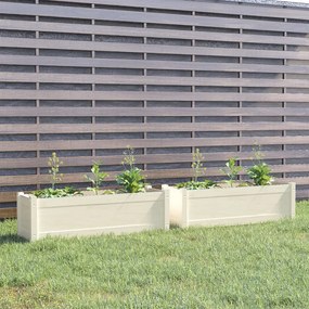 Jardiniere de gradina 2 buc. alb 100x31x31 cm lemn masiv pin 2, Alb