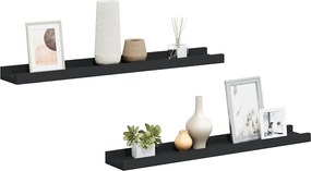 vidaXL Rafturi rame foto cu bordură, 2 buc., negru, 60 x 9 x 3 cm, MDF