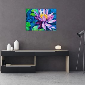 Tablou pe sticlă - Nufăr pe apă (70x50 cm)