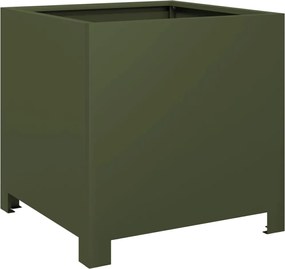 vidaXL Jardinieră de grădină, verde măsliniu, 40x40x40 cm, oțel