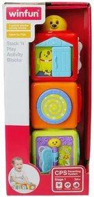 Set 3 cuburi, activitate cu ferestre glisante si oglinda, Winfun