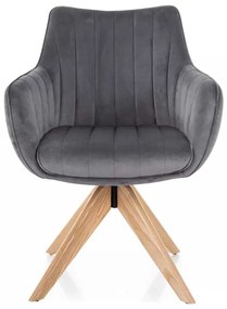 Scaun de bucătărie Azalia D Velvet, gri / stejar