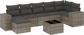 vidaXL Set canapele de grădină cu perne, 8 piese, gri, poliratan