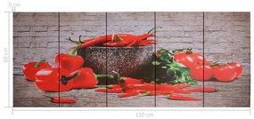 Set tablouri din panza, imprimeu paprika, multicolor, 150x60 cm 150 x 60 cm, Ardei rosu