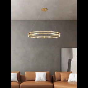 Lustra LED Cu Telecomanda, Elit's, GOLD, Design Minimalist, lumina/rece/calda/neutra intensitate reglabila, 136w