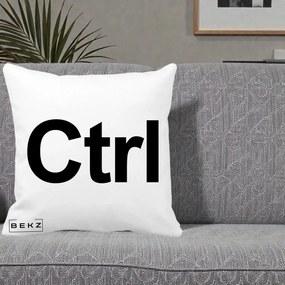 Perna Personalizata Tasta Ctrl Tipografie Bold, 40x40 cm, Alba Mata, Husa Detasabila, Perna Inclusa, BEKZ®