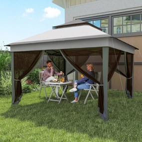 Outsunny Foișor Pop Up Reglabil în Înălțime cu Plasă și Geantă de Transport, 326x326x272 cm, Bej | Aosom Romania